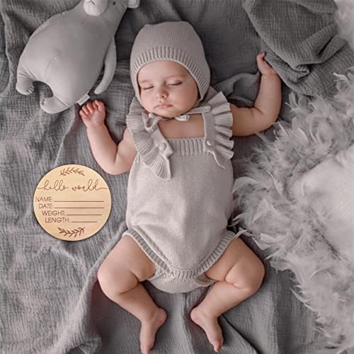 Sinal de anúncio de bebê de madeira - Hello World Recém -nascido sinal de bebê sinal de anúncio - anúncio de bebê