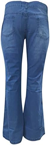 Jeans de cintura alta lariau para mulheres finas elásticas botões de bolso Capri Ripped calça jeans calças