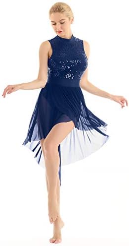Vestido de dança lírica de tule de baixa malha de Yizyif Feminino