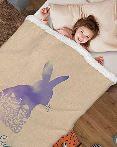 Cobertor sherpa tiro cobertor feliz coelho de páscoa coelho cobertor de coelho para crianças recém -nascidas