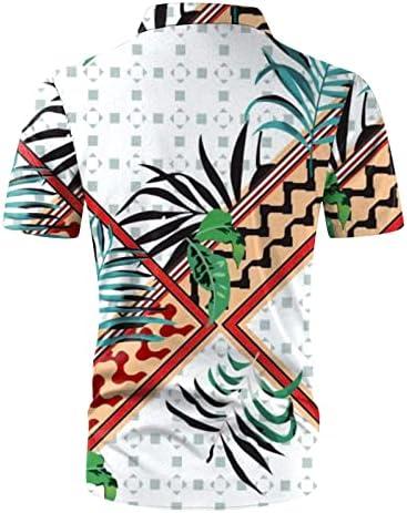 Camisas havaianas beuu masculas, lapas de manga curta de verão botão de impressão de impressão