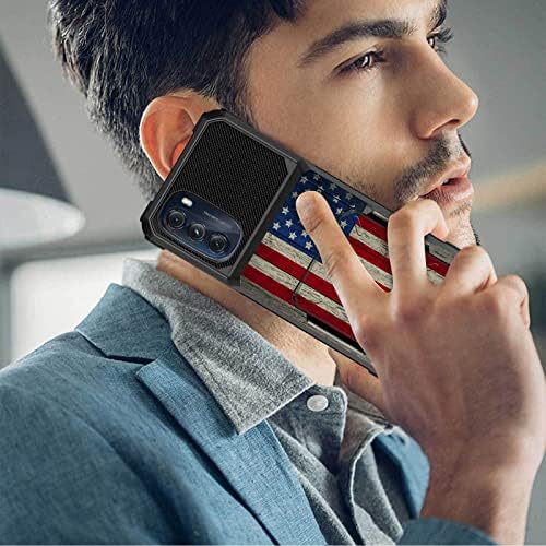 Fuyocwe para Motorola Moto G 5G 2022 Caixa de carteira de 5 cartas Tampa de lança Retro American Flag Design,