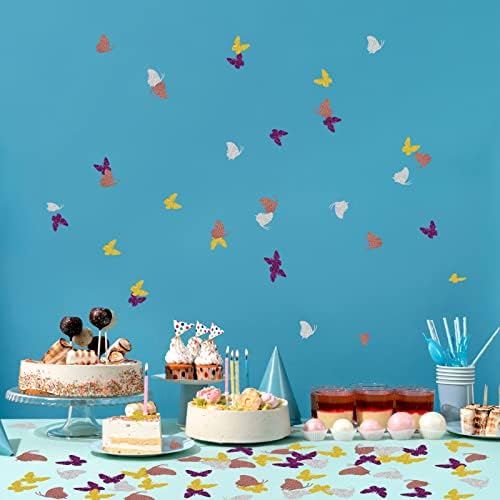 Confetes de mesa de borboleta kimini-ki para chá de bebê, 100 PCs Glitter Butterfly Party Table
