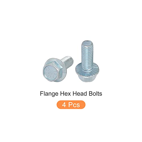Metallixity Flangeed Hex Head Bolts 4pcs, parafuso de aço carbono de parafuso de flange hexagon - para prendedores