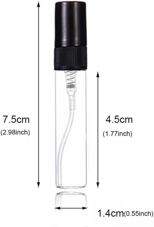 Elfenstall- 25pcs vidro transparente 5ml 1/6 oz de spray perfume perfume perfume frasco de frasco preto