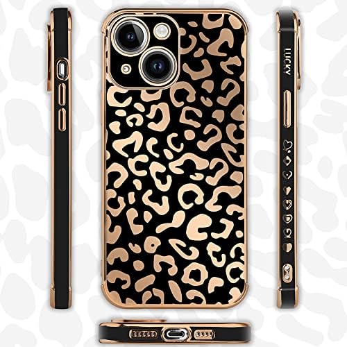 BONOMA Compatível com iPhone 14 Plus Case Leopard Plating Bom Luxury Elegant Cader Protector Soft