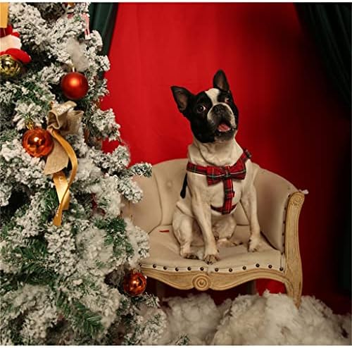 Wzhsdkl algodão xadrez de cães de Natal com arco -raio e colmeira básica de cães de fivela ajustável