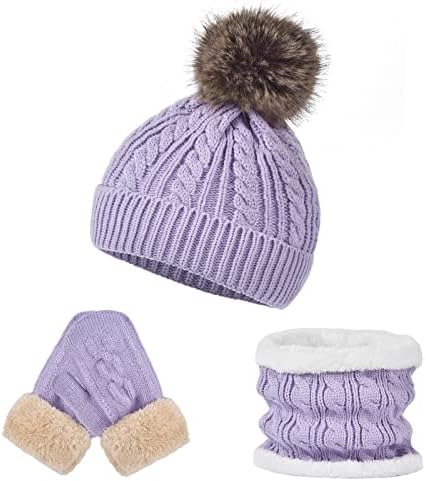 Luvas de chapéu infantil Lenço de cachecol para meninos meninos de 1 a 12 anos de inverno lã