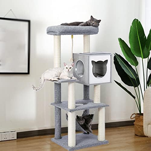 Torre de gato para gatos internos, torres de gatos de 52 polegadas aconchegam -se com árvore de gatos