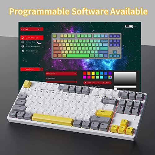 NACODEX AK873 TKL Hot Swappable Mechanical Keyboard com MDA Perfil PBT Keycaps | Resto de pulso para teclado