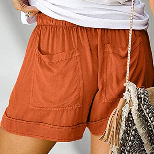 Zefotim feminino plus size size confortável cordão casual cintura bolso shorts soltos calças