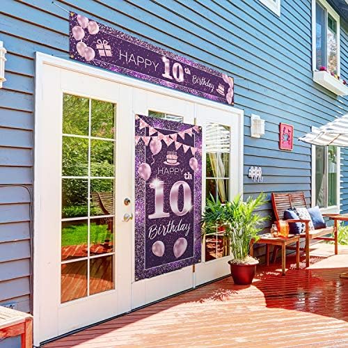 PAKBOOM Feliz 10º aniversário da porta da porta da varanda Banner Set Sett - Supplies de festa