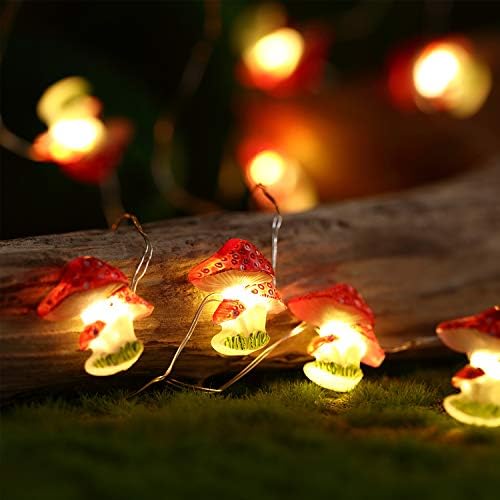 Luzes de corda de cogumelo, 10 pés 30 luzes de corda LED, Luzes de fada de cogumelos Bateria alimentada com 8 modos