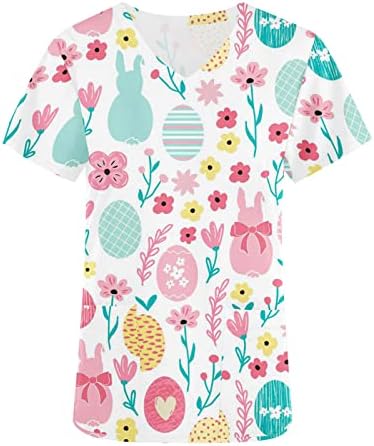 Camiseta de primeira linha floral para mulheres de manga curta Vescança do pescoço de luva curta Vestação
