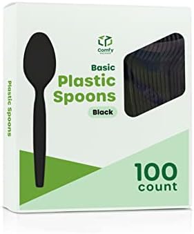[100 pacote] colheres de plástico básico descartáveis ​​para serviços pesados ​​- colheres de chá