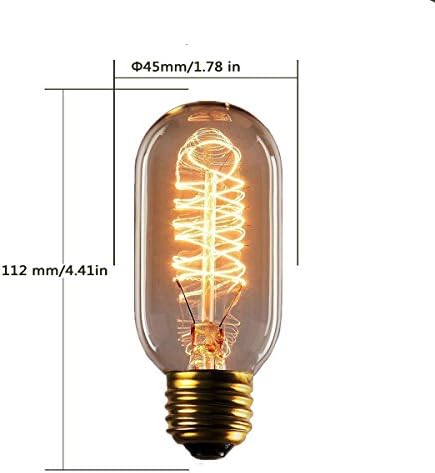 Bulbo Edison vintage - 25 watts - T45 - Filamento da gaiola espiral - Dimmable - 8 pacote - 65 lúmen