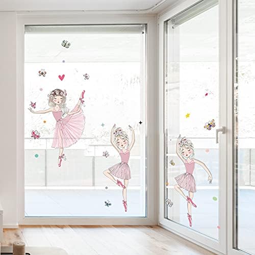 3 Baby Girls Girls Rosa Baby Girls Stickers, Ulendis Removable Lovely Ballet Girls com decalques de parede