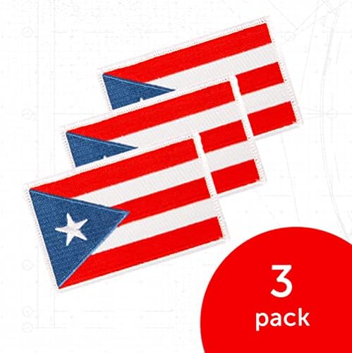 Bandeira de Porto Rico a granel de 3,5 polegadas x 2,25 polegadas de ferro em estado em costura de saco de chapéu