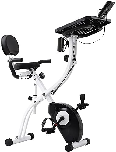 Bicicleta - dobrável bicicleta de bicicleta de exercício interno estacionário 8 níveis resistência magnética ajustável com confortável suporte para comprimidos de almofada para o treino doméstico acionamento de cinto silencioso