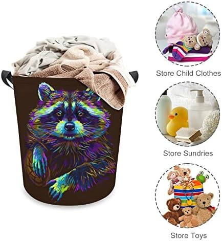 Bolsa de lavanderia multicolorida Raccoon Saco de lavagem de bolsas de lavagem de lixo dobrável
