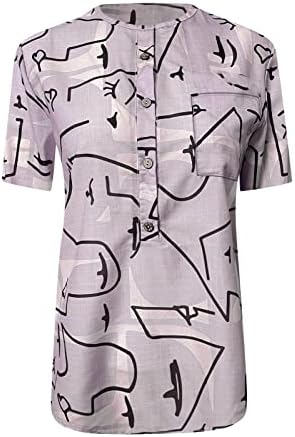 Camisas de manga curta para mulheres Summer saindo de férias Tops estéticos Tees Henley camisa Blusa da túnica