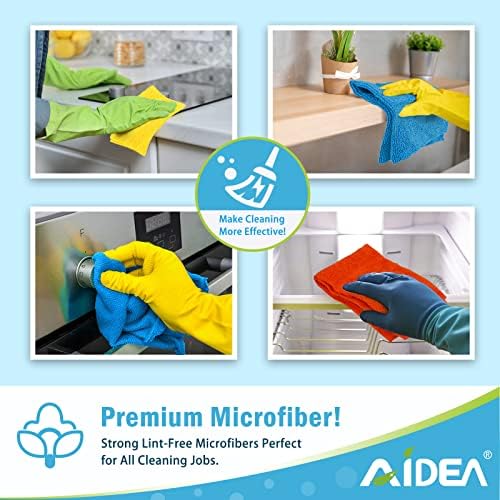Panos de limpeza de microfibras AIDEA-8PK, Toalha de secagem de pano de limpeza, pano de lavagem sem fins macios