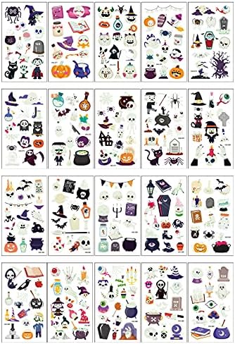 Decorações de halloween shitou ao ar livre de Halloween Tattoos Kids 20 folhas para crianças Festa