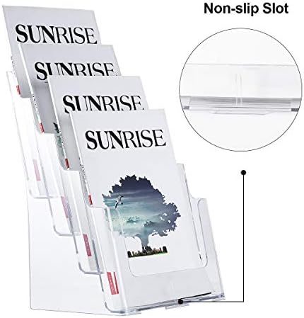 Suporte de folheto de acrílico maxgear 8,5 x 11 polegadas com divisor removível, titular do cartão de visita de