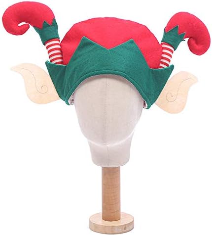 Blesky Christmas Funny Elf Hat com Ear elfo, chapéu de festa de Natal para crianças adultos verde,
