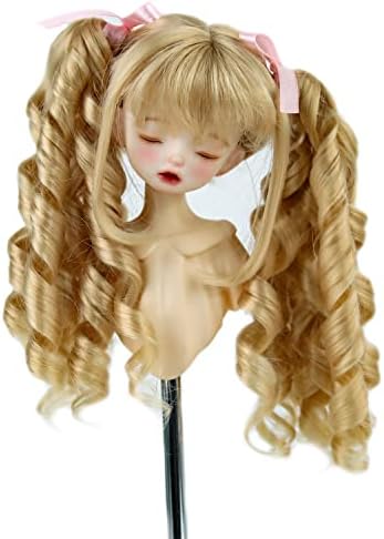 Muziwig 1/6 BJD SD Doll peruca para mulheres meninas, peruca loira longa e encaracolada para 1/6 de boneca