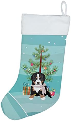 Tesouros de Caroline wdk2971cs Bernese Mountain Dog Puppy 1 Christmas Stocking, lareira pendurando meias de Natal