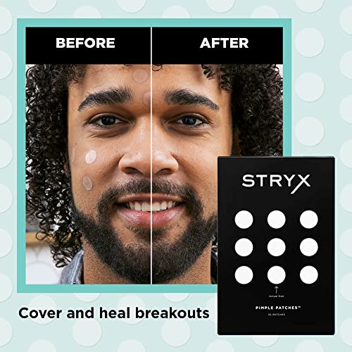 STRYX Hidrocolóide Acne Pimple Patches para homens, 3 -pacote - Ótimo para fugas, espinhas, manchas, whiteheads