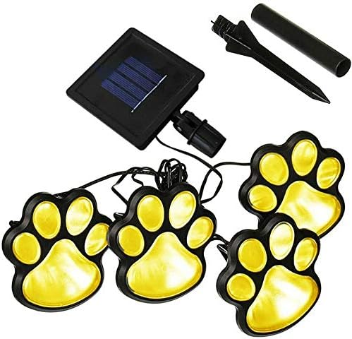 4 Luzes de estampa de pata de animal de cão solar Luzes de estátua de estátua LED LED 3 Lâmpada clara para o caminho