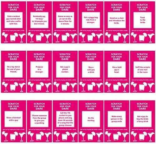40 Bachelorette Party Drinking Game Dare Card - Bachelorette Scratch Off Cards - Perfeito para meninas Night