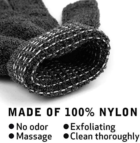 Luvas esfoliantes de 10Pairs - Lupa preta de lavagem de dupla face preta para banheira ou chuveiro - Acessórios