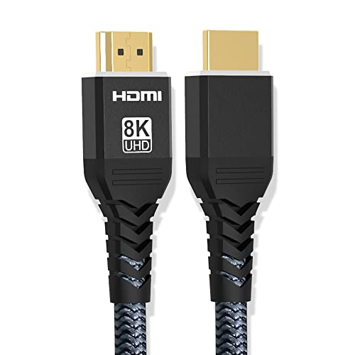 8k HDMI 2.1 Cabo 3.3feet/1m, 8k@60Hz, 4K a 120Hz, cabos de cobre puro duráveis, 48 ​​Gbps de alta velocidade,
