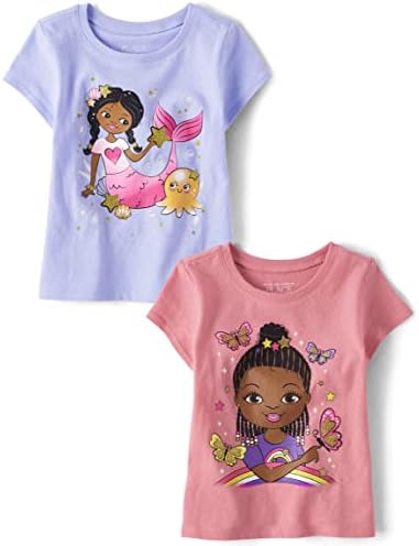 The Children's Place Toddler Girls Sleeve Graphic T-Shirt 2-Pack