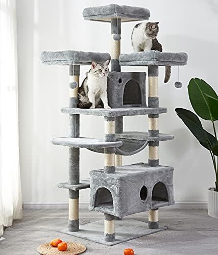 Torre de gato, 67 polegadas de gato de vários níveis, árvore de gatos para gatos grandes com