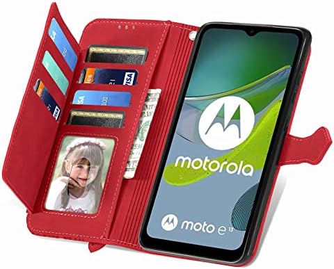 Casos de movimentação de telefone Premium Casal de couro para Motorola Moto E13 Caixa, capa de capa do capa