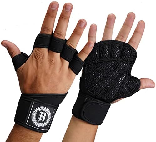 Rimsports Luvas de levantamento de peso ventiladas com suporte ao pulso, luvas de treino de proteção à palma