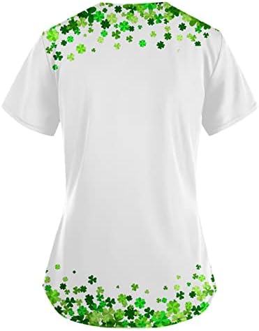 Camisa de impressão de trevo de St Patrick para mulheres v pescoço de manga curta casual blusa de