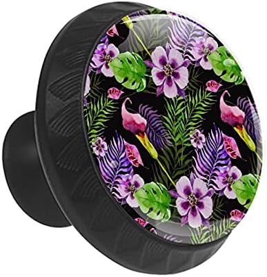 12 peças Flor Floral Summer Tropical Glass Totones para gavetas de cômodas, 1,37 x 1,10 em armários