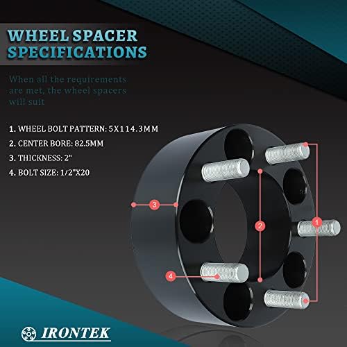 Irontek 2in 5x114.3mm Spacers de rodas Adaptador de espaçadores de rodas 5x.