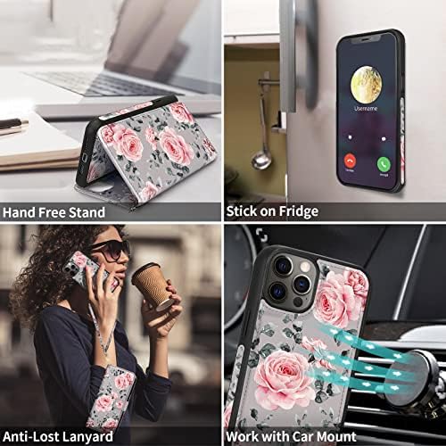 Caixa de carteira do iPhone 13 Hoggu IPHONE - Magnetic Iphone 13 Pro Case de Case com RFID Bloqueio de bloqueio,
