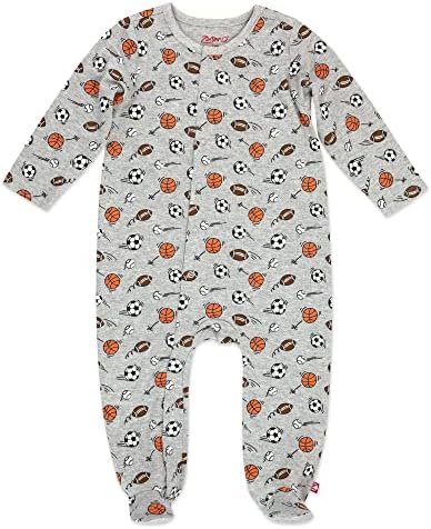 Pijamas de Footie de algodão orgânico de zutano, pijamas infantis de snap-de-frento