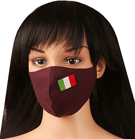 Touchstone Italian Flag bordou 3 camadas de tamanho médio máscaras de algodão face máscara reutilizável lavável