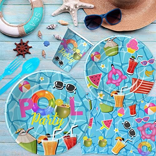 Decorações de festa da piscina Hipvvild - Mesa de mesa - Summer Beach Pool Party Supplies para aniversário