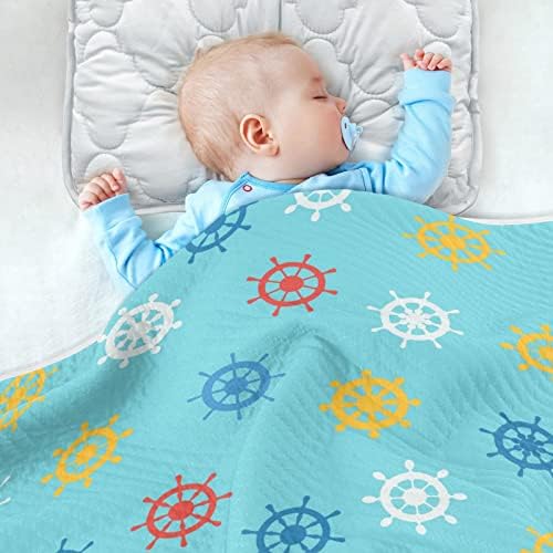 Cobertor cobertor de leme de algodão para bebês, recebendo cobertor, cobertor leve e macio para berço, carrinho, cobertores de berçário, 30x40 em azul