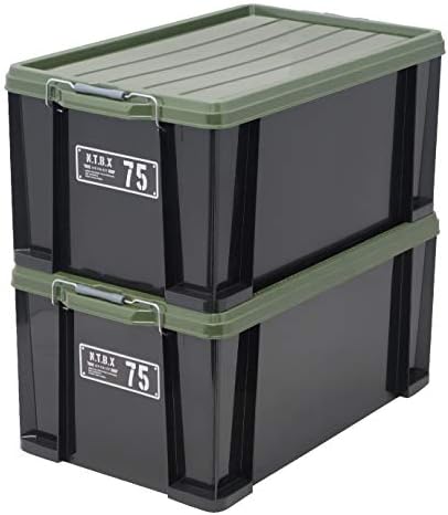 Jej Astage X Series NT Box 75 Caixa de armazenamento, feita no Japão, empilhável, verde preto, largura 16,7 x