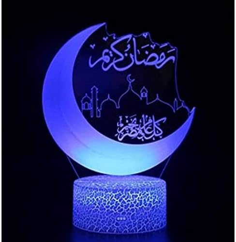 Lâmpada de mesa de led de eaarliyam, lâmpada de lua led eid mubarak luz noturna com toque decorações de